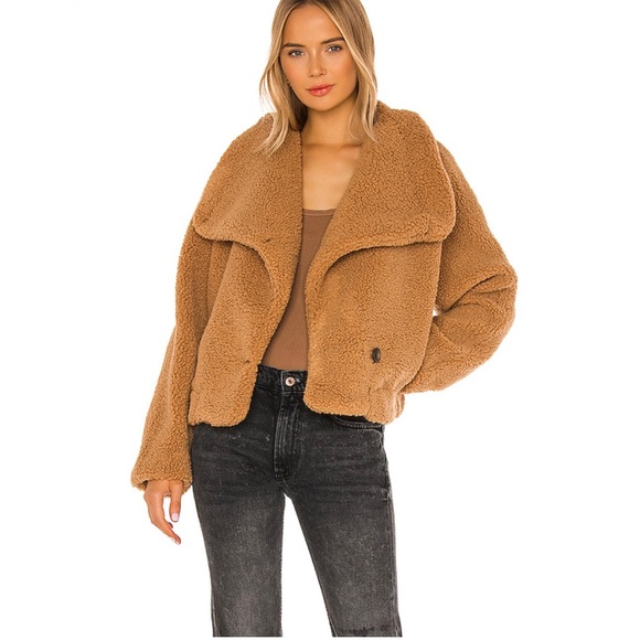 Free People Jackets & Blazers - Free People Izzy Wrap Teddy Jacket in Sand